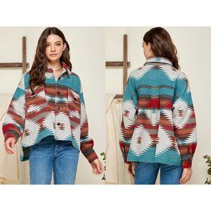 🔥LAST FEW🔥 Women's Aztec Print Jacket (TEAL)
